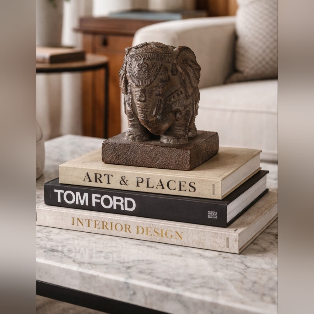 1 Asian Elephant Figurine- Paperweight, Bookend From Composite Resin